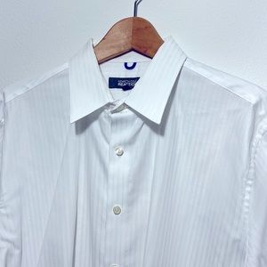 KENNETH COLE Reaction Men’s Dress Slim Fit Shirt White Striped